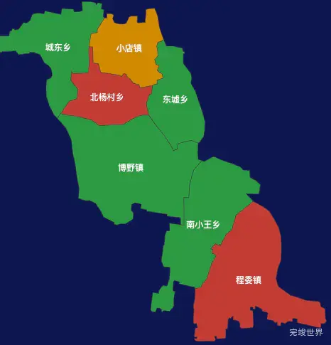 echarts保定市博野县地图定义颜色演示实例